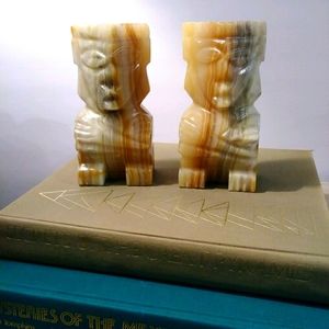 Vintage Onyx Marble Aztec Bookends